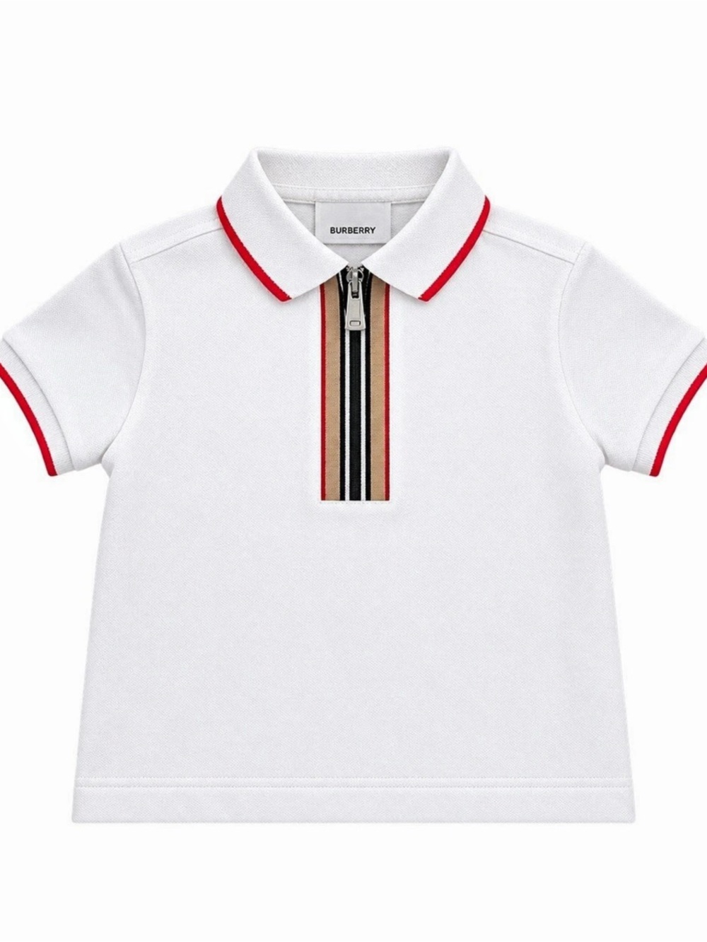 Burberry Color Block Polo in White & Red